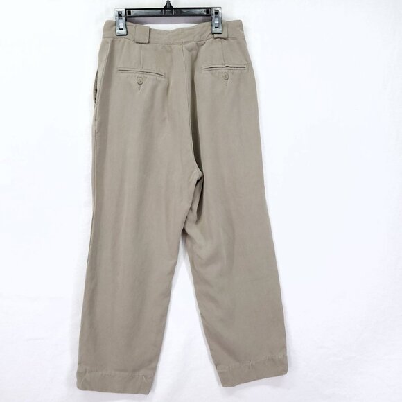 Cypress Grove Pants Womens 10 Beige 100% Silk Pleated Dress Trousers Classic 23" - Picture 2 of 15